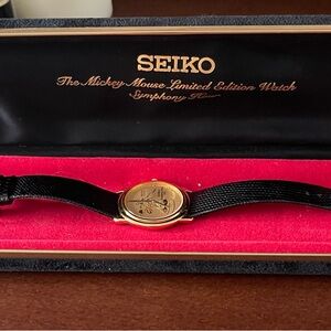 Seiko Gold-Tone Watch with Black Strap
